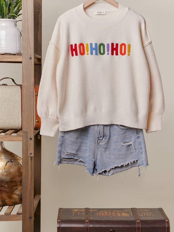 Mello. - Wholesale Knit Sweater - Women's - OVERSIZE Christmas Sweater with Lettering