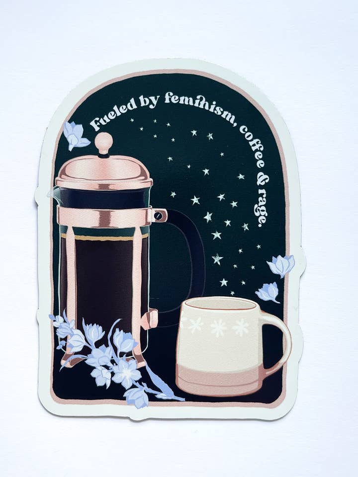 Fueled By Feminism Coffee and Rage: Feminist Magnet for wholesale by Fabulously Feminist