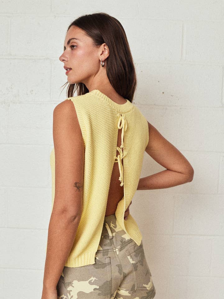 PT19539 Sleeveless Knit Tie Back Top Relaxed Fit for wholesale by Papermoon