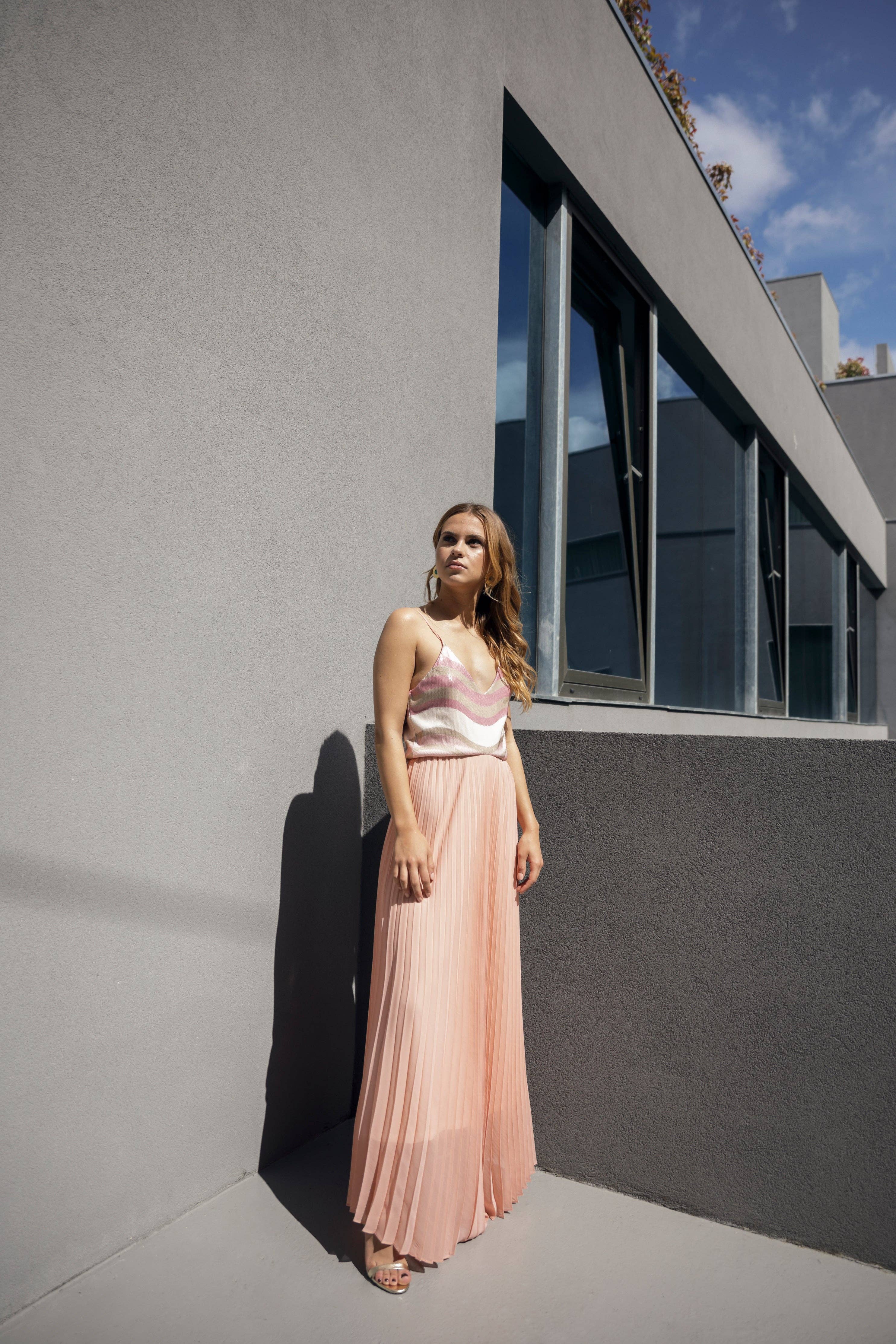 GUIMANOS - Wholesale Dress - Women's - Lantejoulas and Pleated Dress0