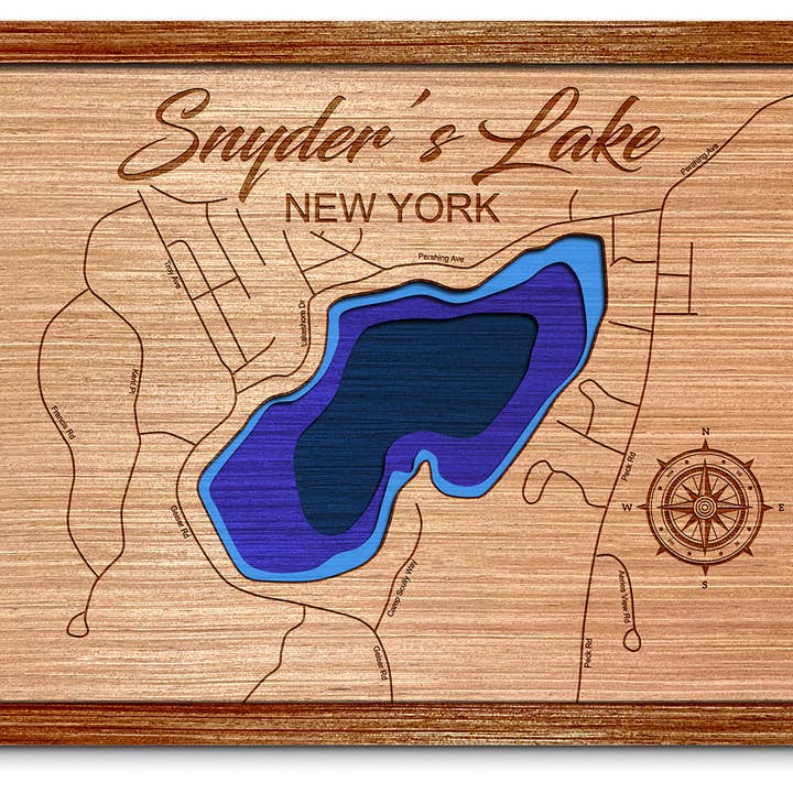 Snyders Lake, NY Depth Map - Home & Wall Decor for wholesale by Premier Gifts and More