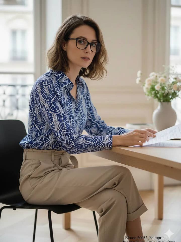 Mimi & Gogo - Wholesale Button Down Shirt - Women's - Printed Blouse @60052_BsImprime10