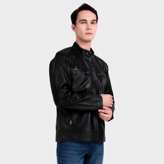 Casaco de Cabedal Preto Heritage Classic por atacado de Classy Leather Bags