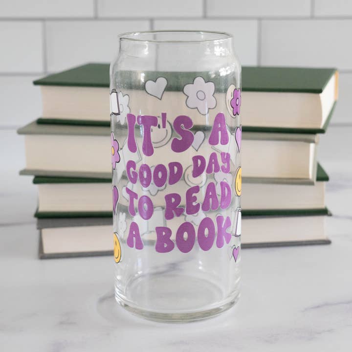 20 Oz. It's a Good Day to Read a Book Glass Cup for wholesale by Bona Fide Bookworm