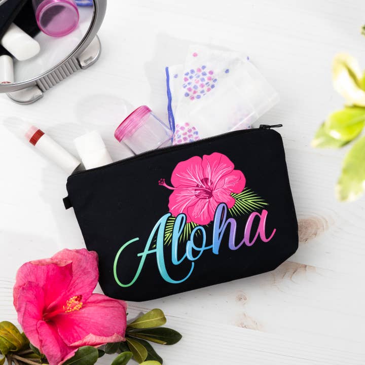 Aloha Designs - Wholesale Makeup/Cosmetic Bag - ALOHA Cosmetic Bag - Roomy Makeup Bag Travel Toiletry Bag2