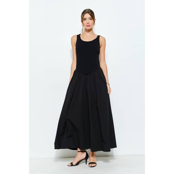 Ribbed Knit Cotton Flare Maxi Dress for wholesale by INA