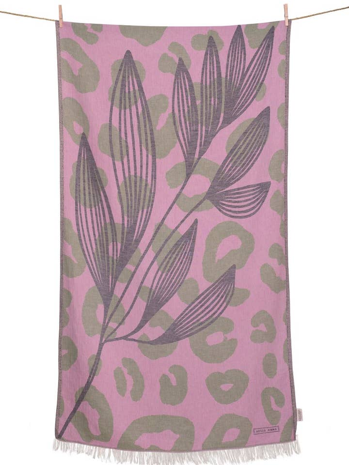 BEACH TOWEL PREVELI PINK & OLIVE & BLACK for wholesale by AELIA ANNA