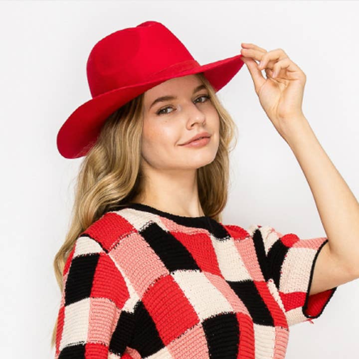 Red Premium Wool Pencil Brim Hat -Red for wholesale on Faire1