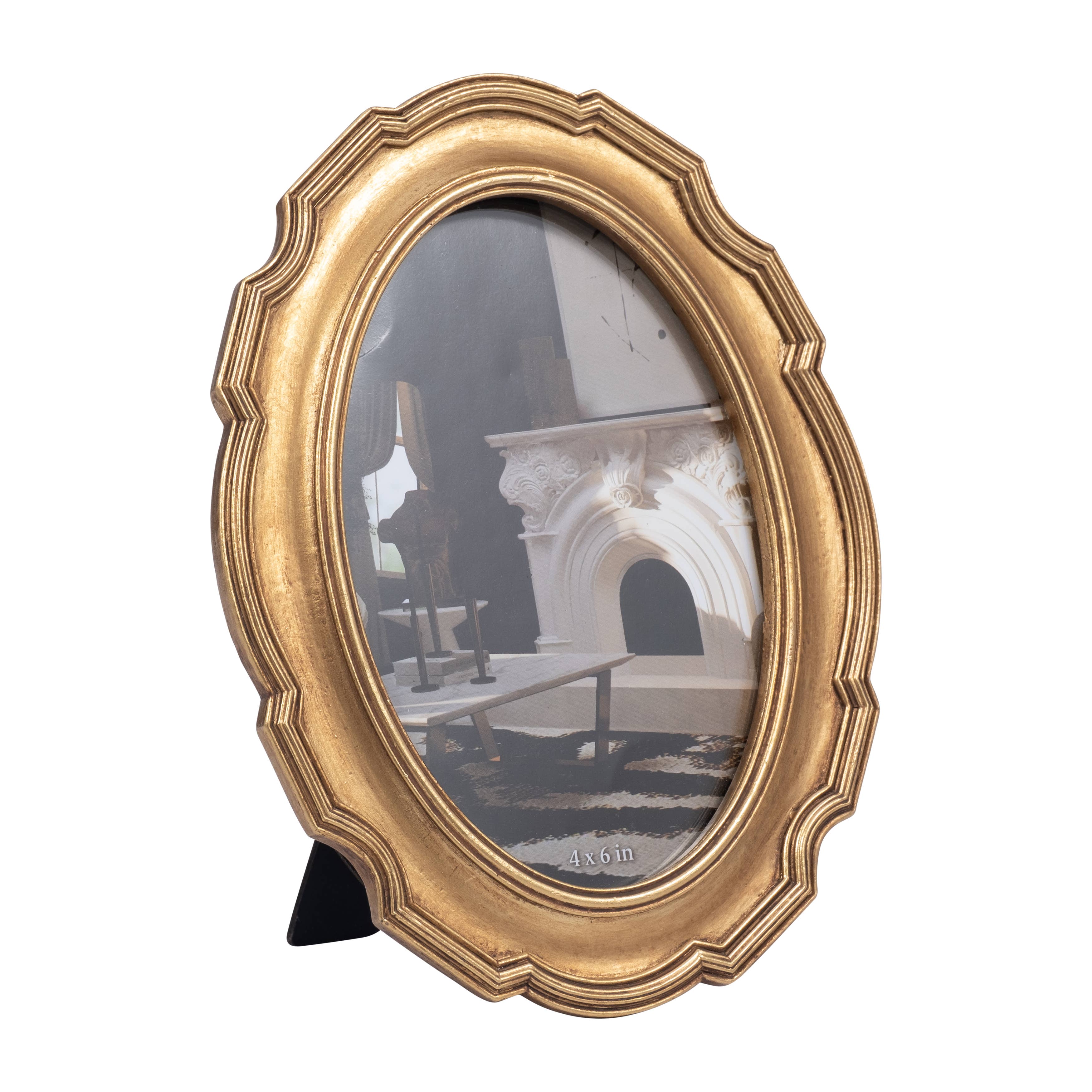 Sagebrook Home - Wholesale Picture Frame - Photo Frame - Gold Polyresin Round Vintage Style, 4x6 in.6
