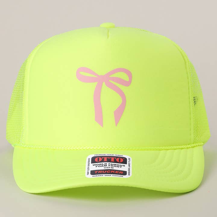 Fashion City - Wholesale Trucker Hat - Women's - Color Pop Bow Graphic Mesh Back Trucker Hat11