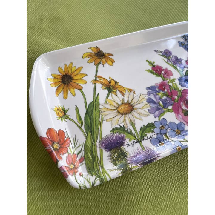 Bamboo Table - Wholesale Serving Tray - Wildflower Floral Garden Bread/Appetizer Loaf Tray6