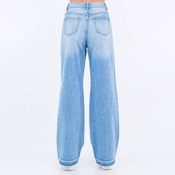 American Bazi - Wholesale Jeans - Women's - WIDE LEG RELEASED HEM JEANS-RJH9187