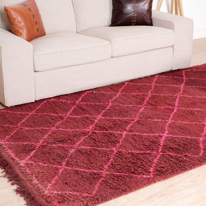 Moroccan Woven Treasures – wholesale Area rug – Moroccan Rug, Wine Red Shag Rug, Berber Large area rug 3
