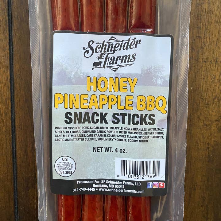 Schneider Farms - Wholesale Jerky - Honey Pineapple BBQ Snack Sticks