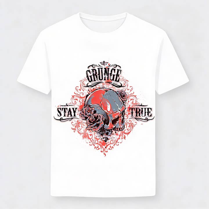 Men's T-shirt with skull and roses print for wholesale by Vinto Exclusive