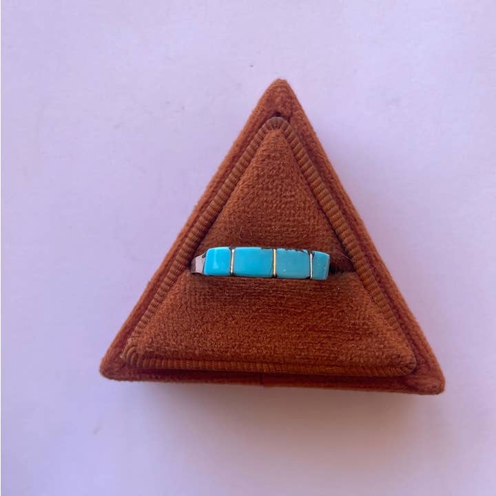 Nizhonitradersllc - Wholesale Multi-Stone Ring - Zuni Sterling Silver & Turquoise 4 Stone Stacker Ring4