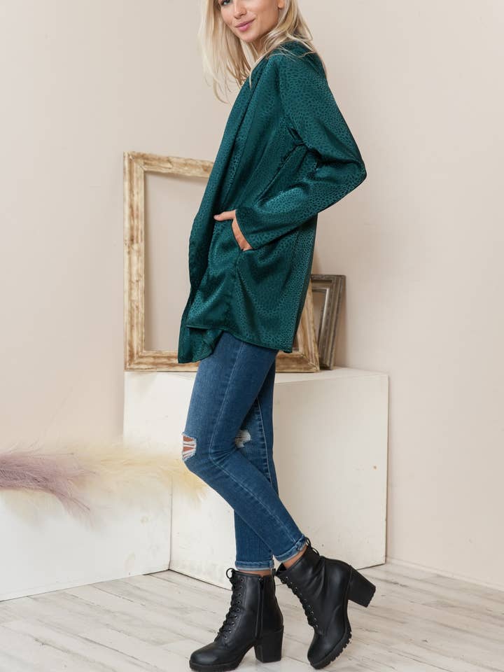 Animal Print Open Front Cardigan with pockets for wholesale by aa24