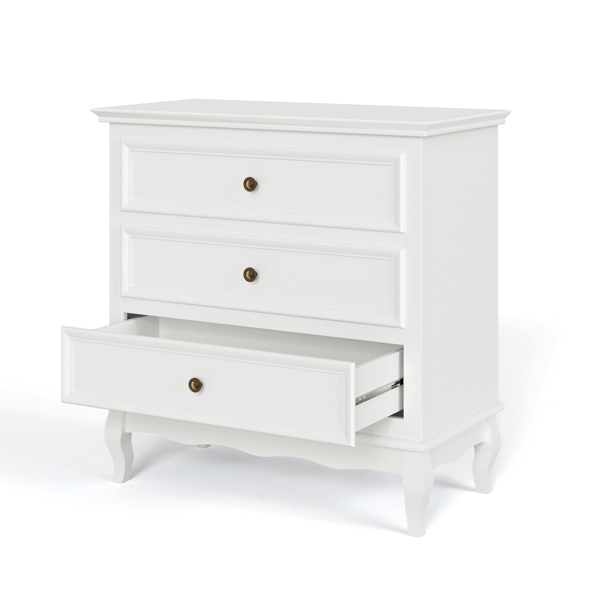 Heynemo - Wholesale Cabinet - White 3 Drawer Dresser for Bedroom, Wide Chest of Drawers11