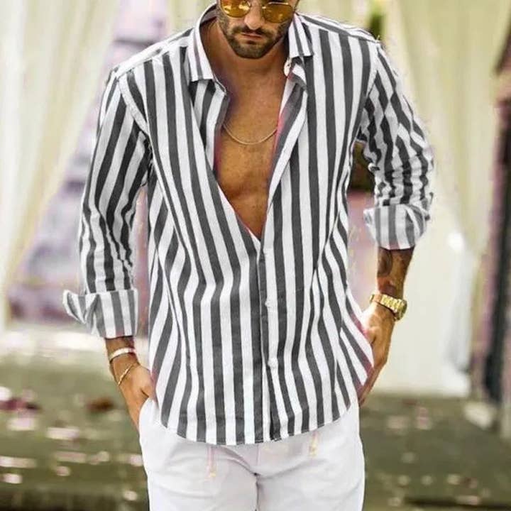 Men's Stripe Blouse Men's Clothing for wholesale by Aromatized Collection
