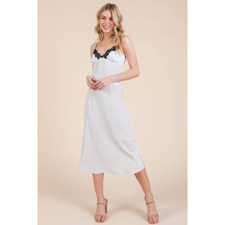 Honey Mango – Großhandel Kleid – Damen – Punktiertes Midikleid