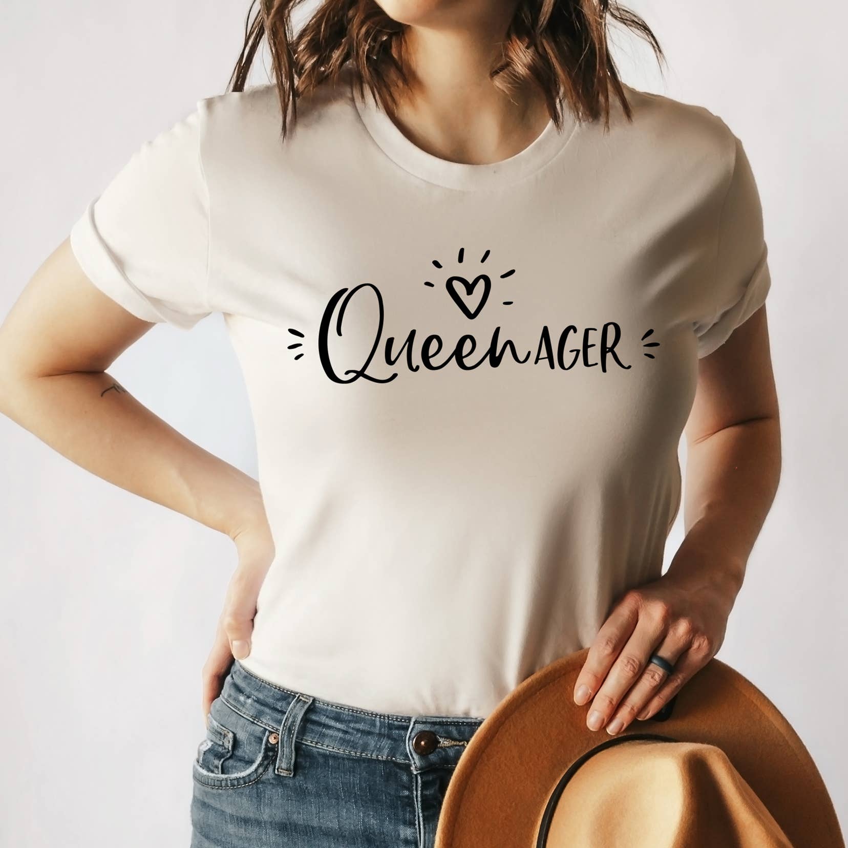 Zoe Creative Co - Wholesale Screen Printed T-Shirt - Women's - Queenager T-Shirt Senior Woman Young Grandmother Tee Shirt1