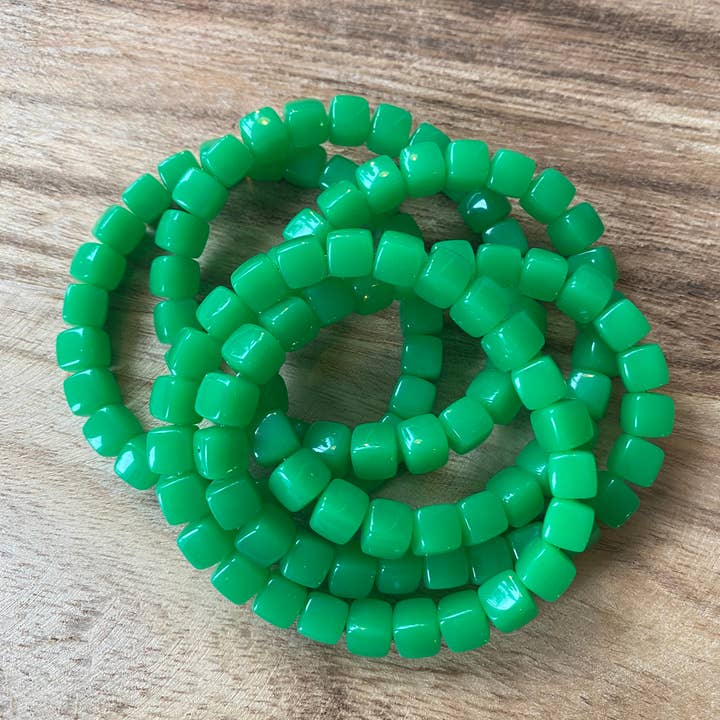 Bright Green Square - Set of 5 Stretch Bracelets for wholesale by Kate Simpson Designs