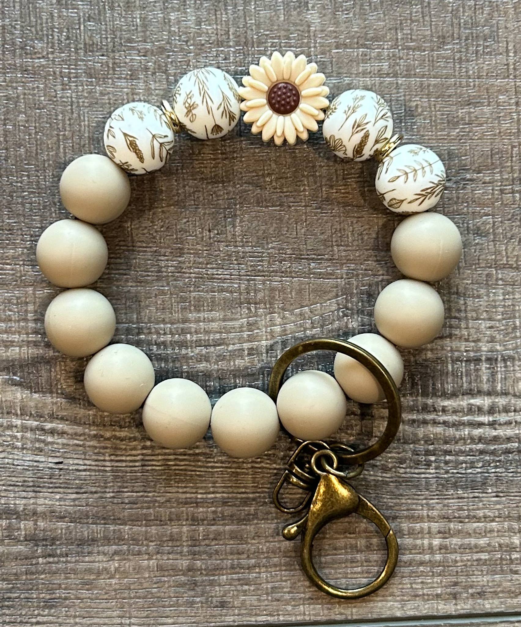 JILLIAN INK LLC - Wholesale Keychain Bracelet - Floral Flower Silicone Bead Wristlet Keychain5