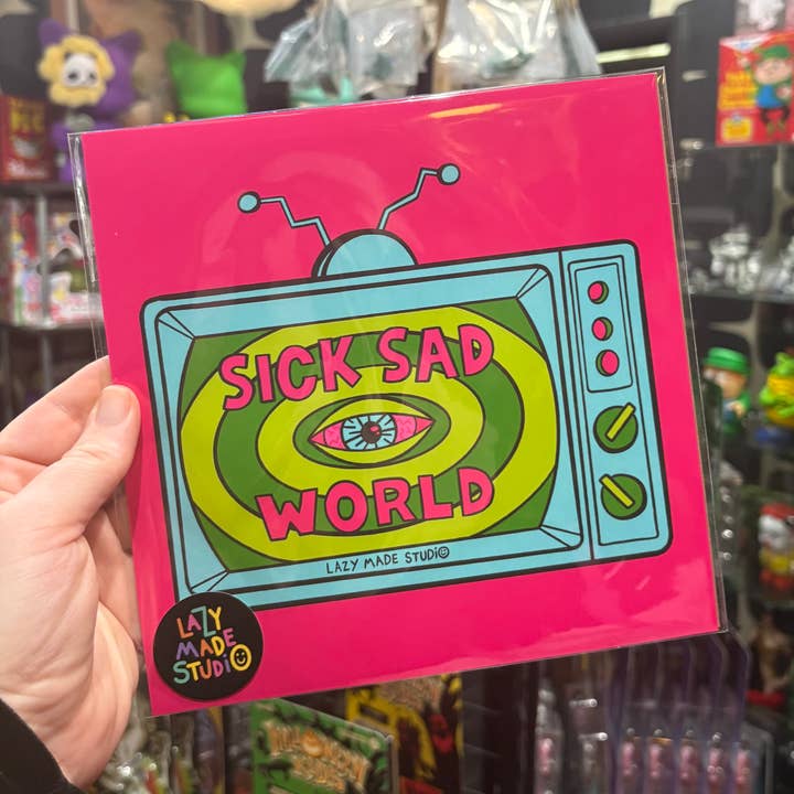 Sick Sad World 8 x 8 Square Art Print for wholesale by Lazy Made Studio