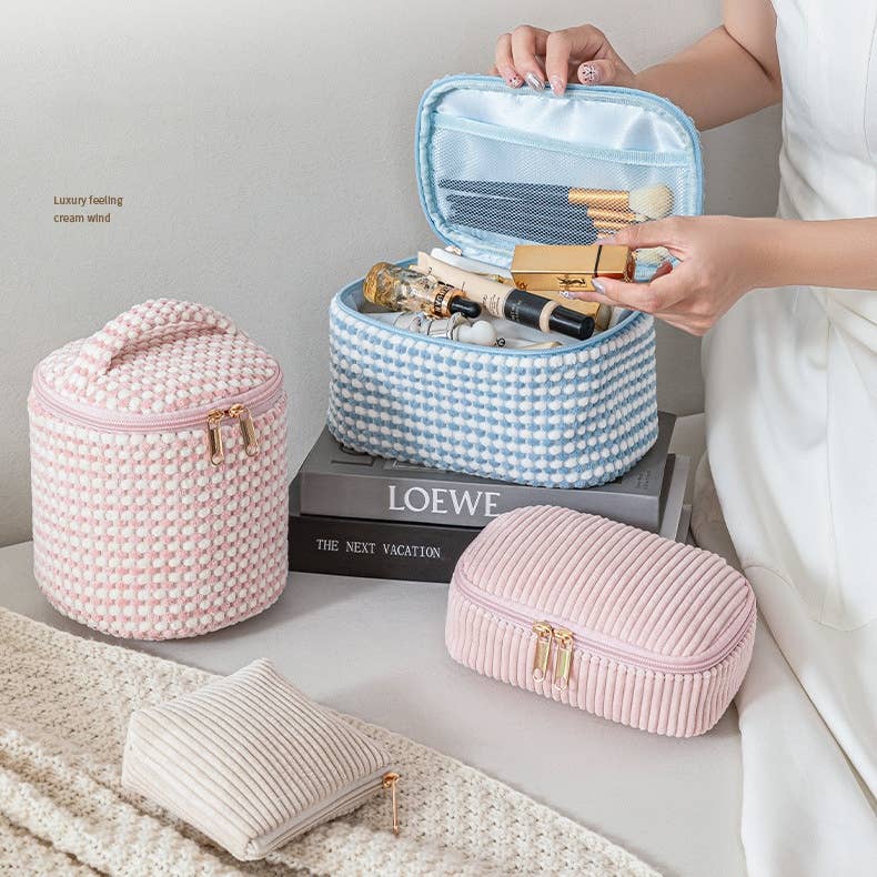 wandf - Wholesale Toiletry Bag - Women's - 4 pcs Portable Corduroy Travel Toiletry Bag3