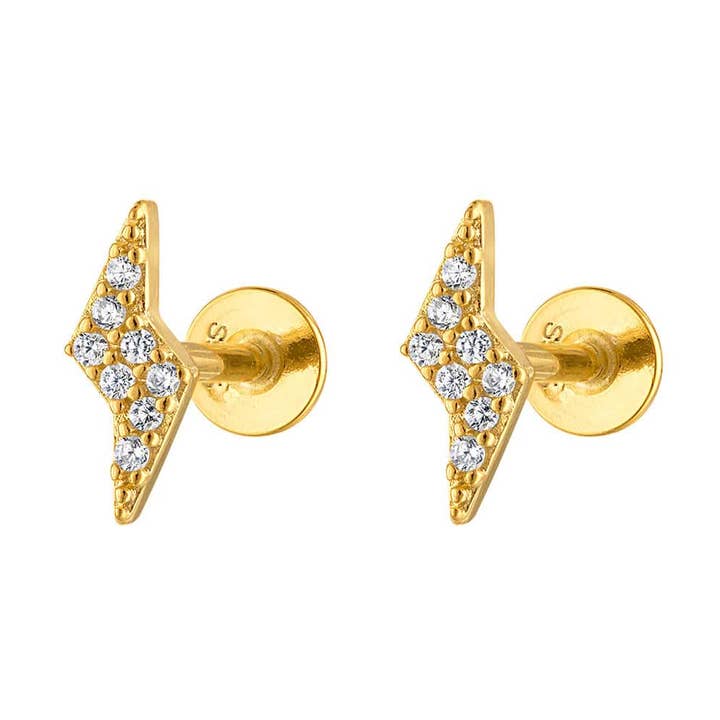 Thunder Flat Back 18k Gold Vermeil Earring Stud for wholesale by Jewelry Bar