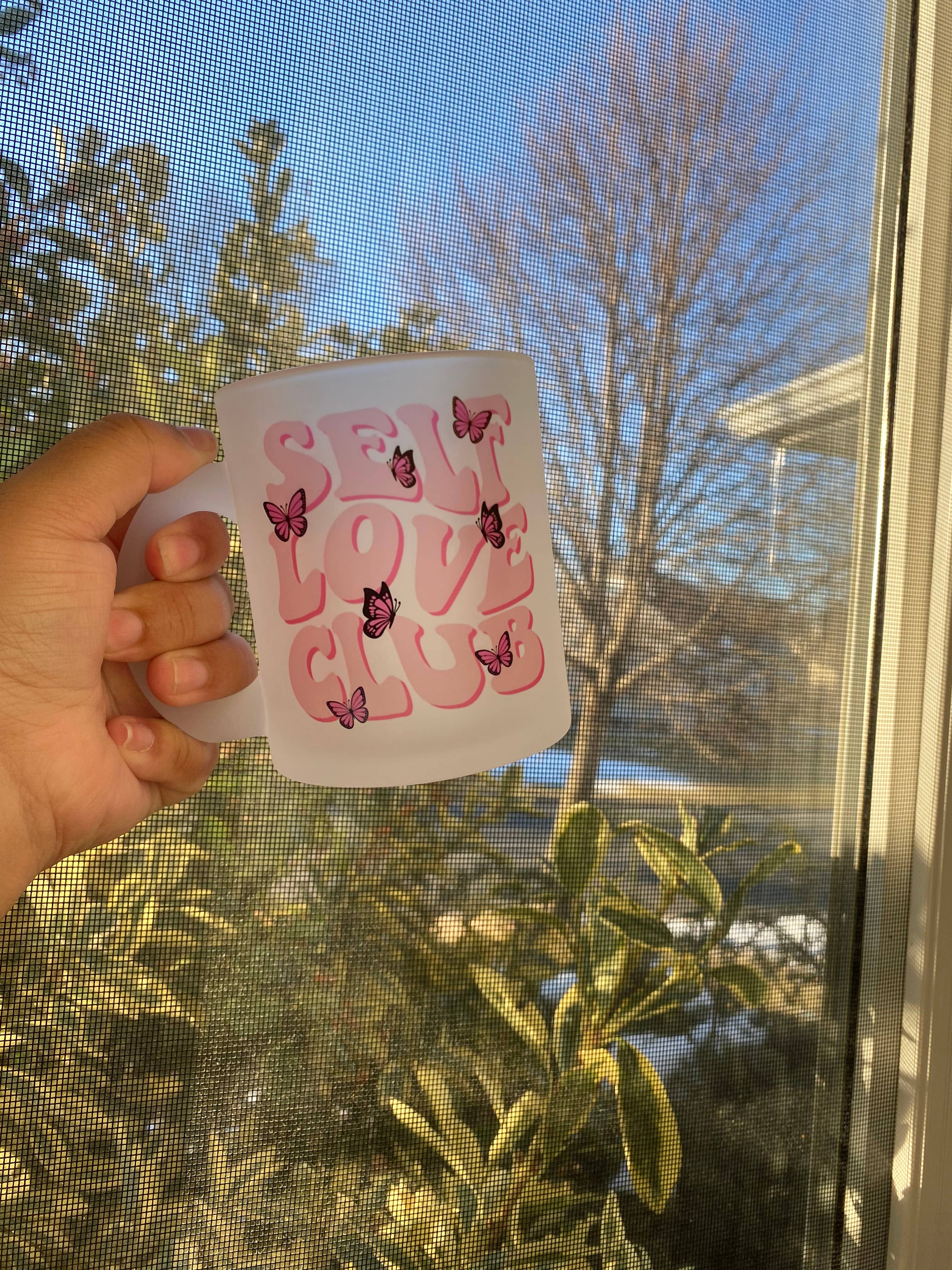 D2JCrafts - Venta al por mayor Taza - Taza de café esmerilado Self Care Club Butterfly11