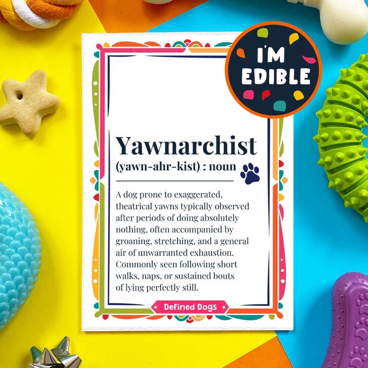 Gähnarchist – essbare Hundekarte für den Großhandel von Scoff Paper