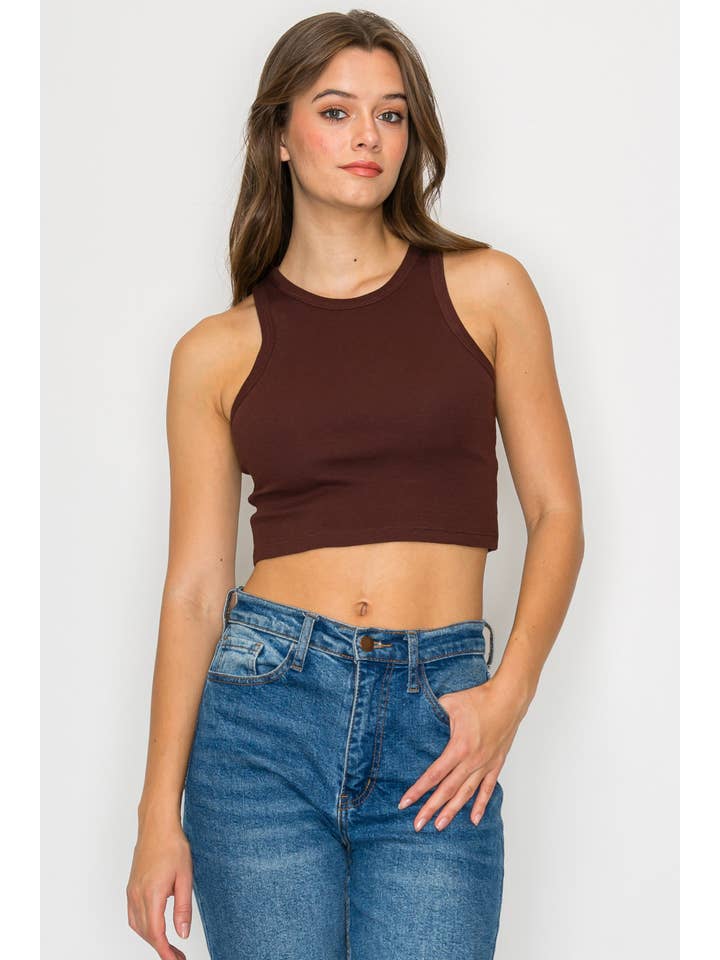 Vanilla Monkey - Wholesale Tank Top - Women's - Cropped High Neck Ribbed Tank Top1