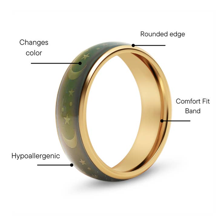 WJW – Großhandel Band/Stapelring – Stimmungsband aus 18 Karat Gold, PVD-beschichtet, mit Sternen und Monden, Edelstahl2