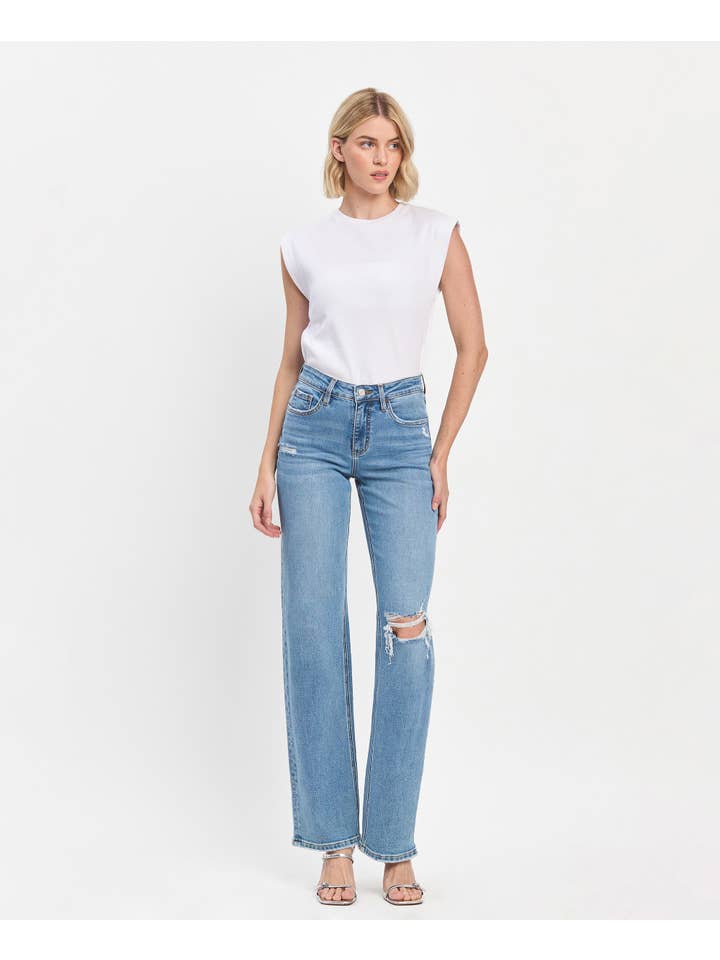 TRILLIUM HIGH RISE FULL LENGTH SLIM WIDE JEANS LV1492 for wholesale on Faire