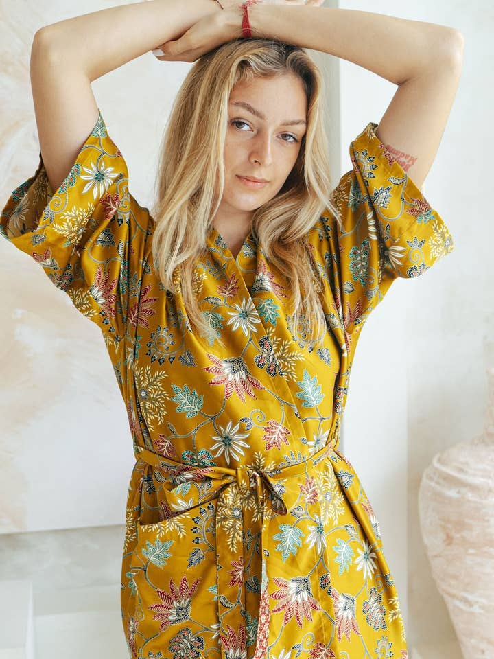 Kimono Robe in Gold for wholesale by Sukara