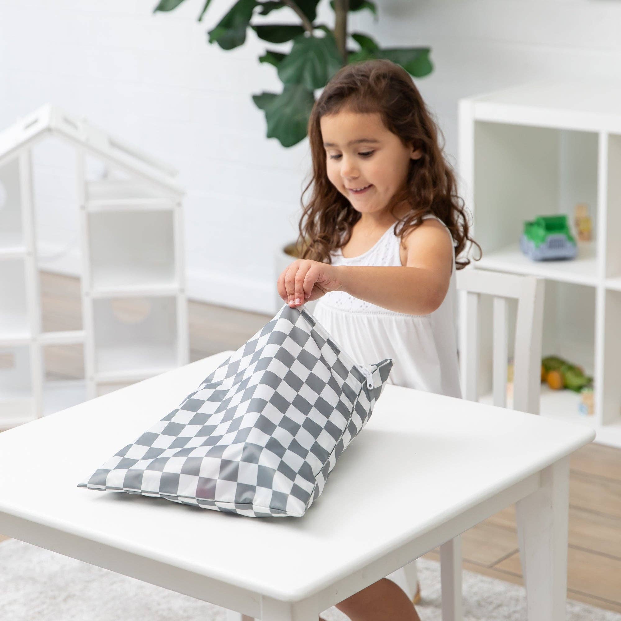 Bumkins - Vente Sac étanche - Enfant et bébé - Sac étanche et humide : Charcoal Check4