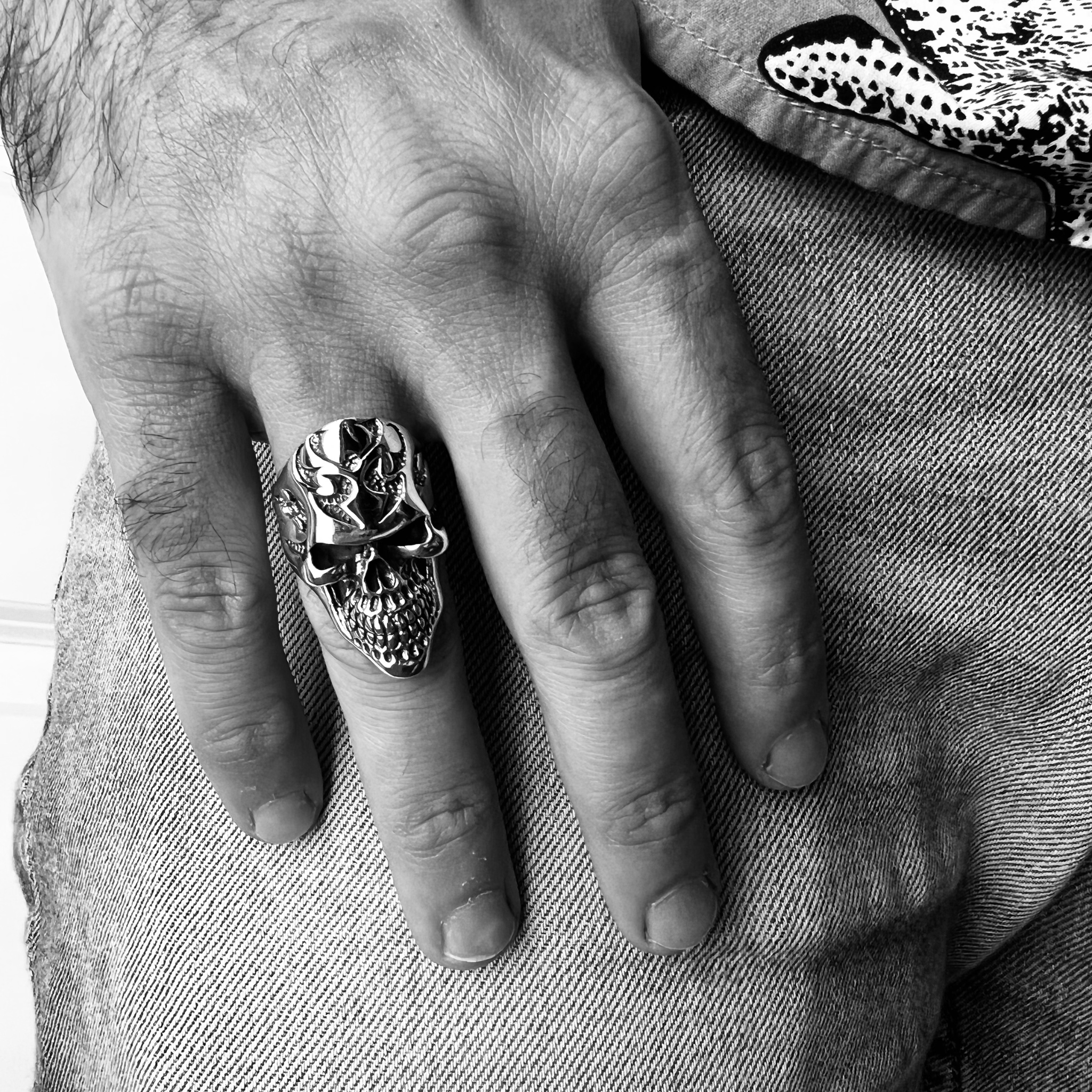 WJW – wholesale Cocktail/statement ring – Sterling Silver Flaming Skull Ring6