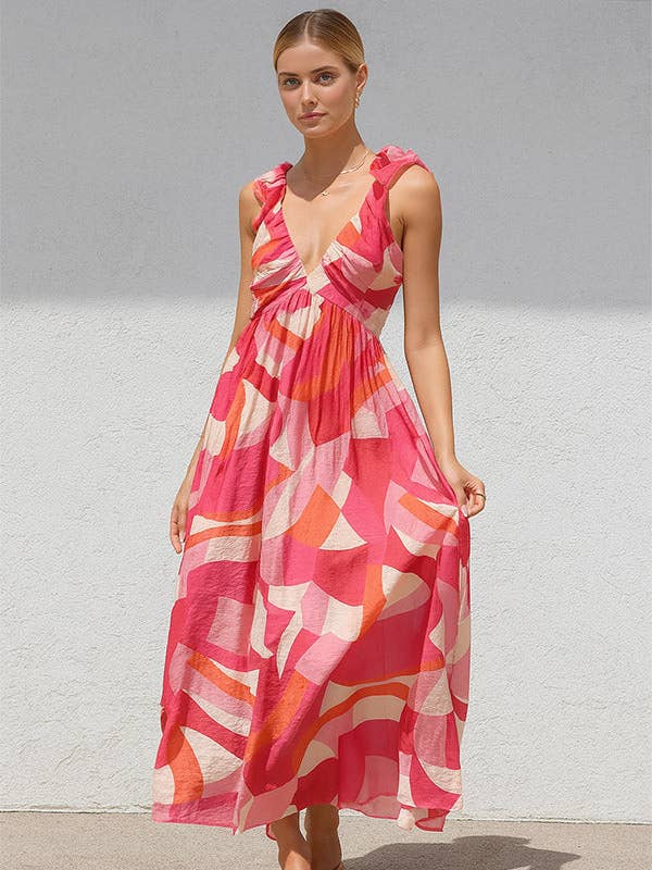 D2506ZM16540 - Bloemen Boho Maxi Jurk voor wholesale door ESLEY