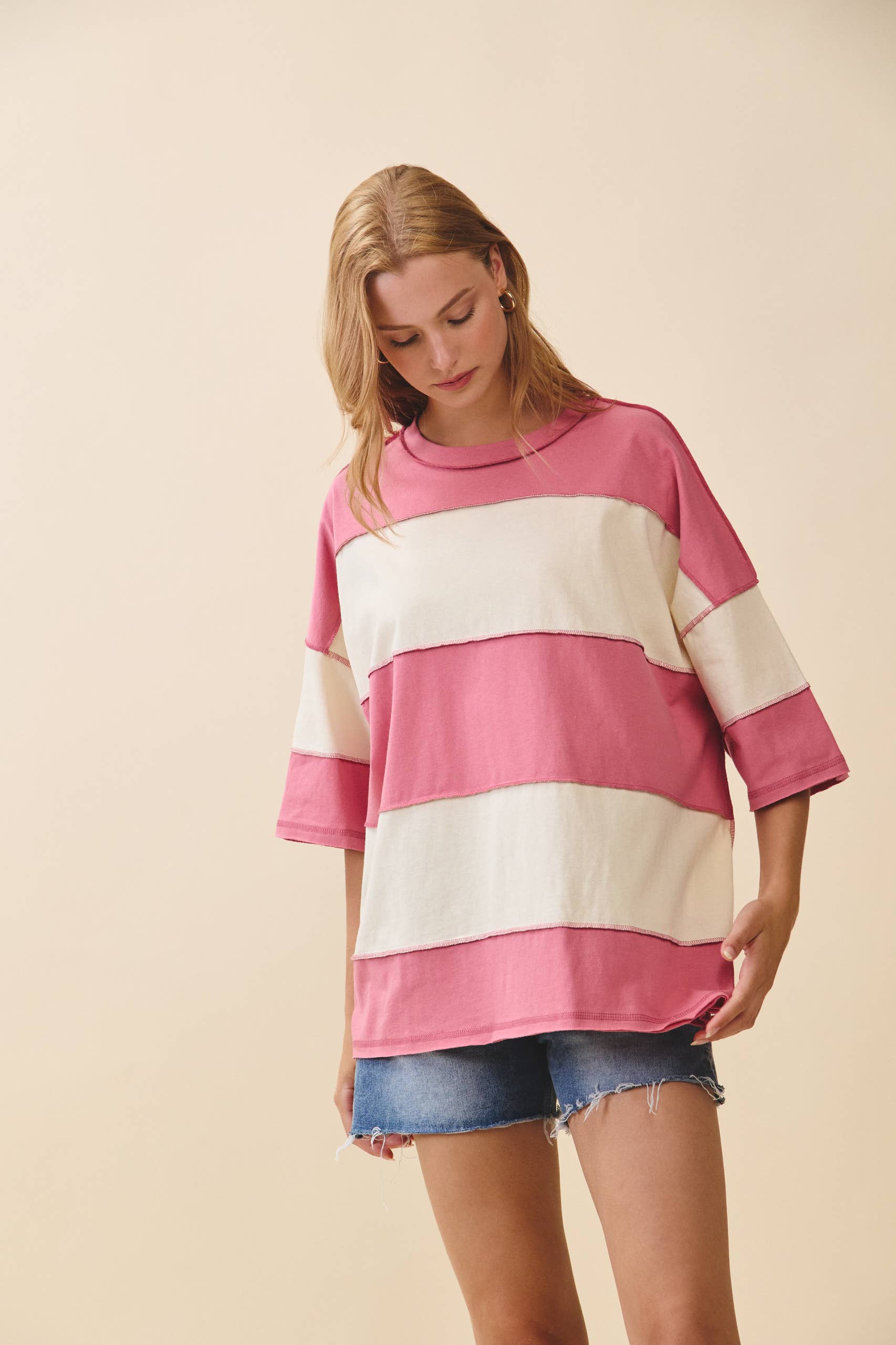 AEMI + CO - Wholesale Knit Top - Women's - 8417FN Polly Color Block Top70