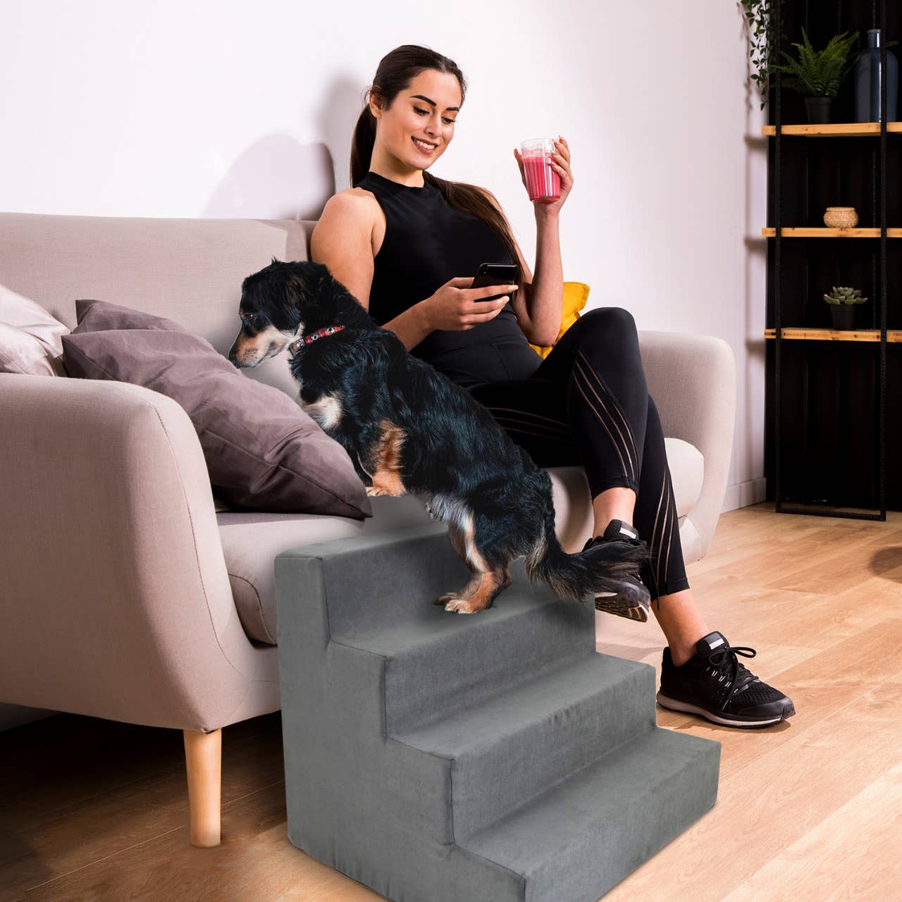 Precious Tails - Vente Escalier et rampe – chat et chien - Precious Tails Escalier pour animaux de compagnie en mousse haute densité 4 étapes20