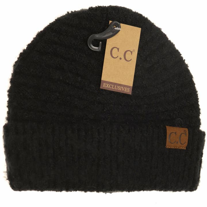 C.C Beanie - Wholesale Beanie - Women's - Solid Boucle Knit Cuff CC Beanie HAT7006