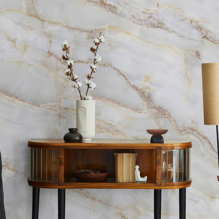 Grå Marmor Tapet, Realistisk Struktur, Aftagelig & Selvklæbende Vægmaleri for engroshandel hos SimurgWallArts