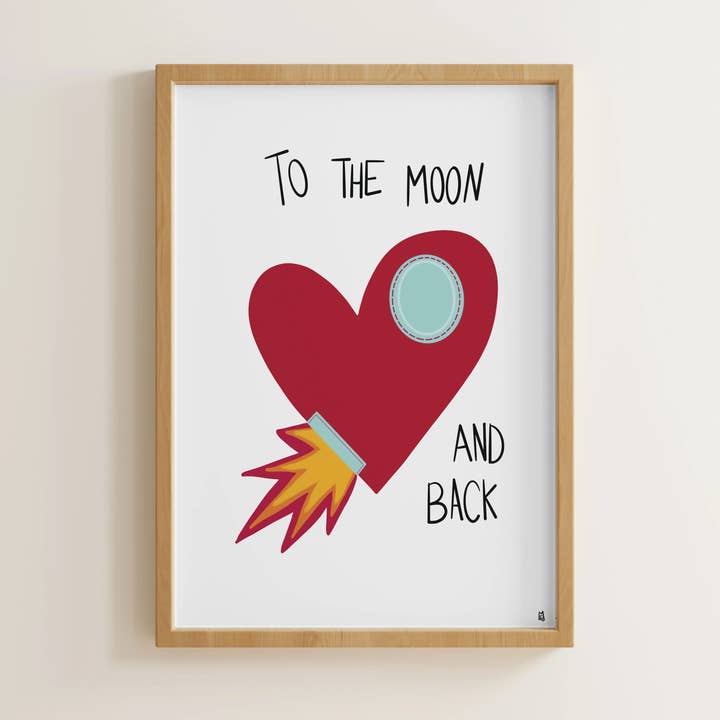 Børnekunsttryk - Til Månen - A4 & A3 for engroshandel hos Kago Studio