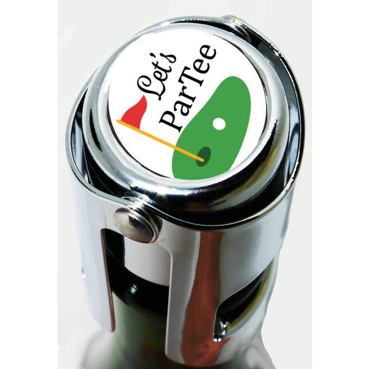 Bubble Keeper avec motif « Let's ParTee » pour la vente par The Wine Steward LLC