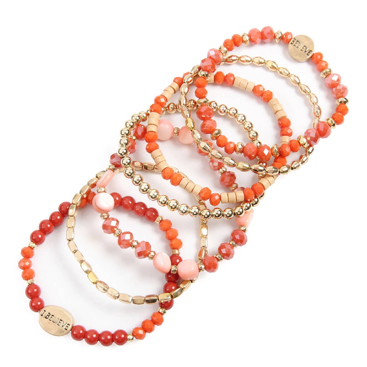 MYS Wholesale Inc - Wholesale Beaded Bracelet - Trendy I Believe Charm Mix Beads Stackable Bracelet3
