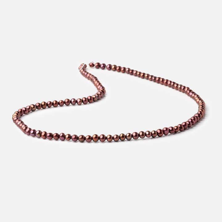 The Bead Traders - Wholesale Beads - 4x3mm Cherry Chocolate Off Round Pearls 16 inch 112 beads2