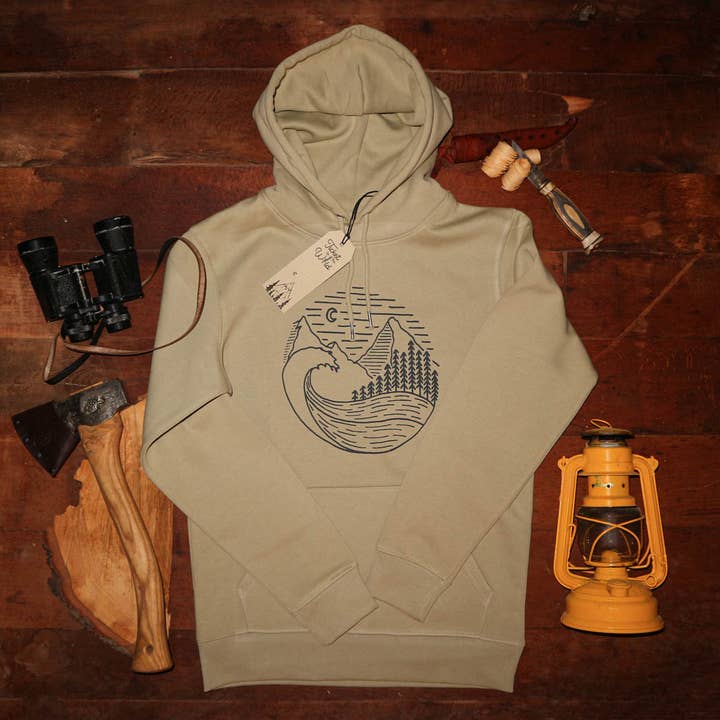 Hoodie 'Waves, Woods & Mountains' mint for engroshandel hos Ticket To The Wild