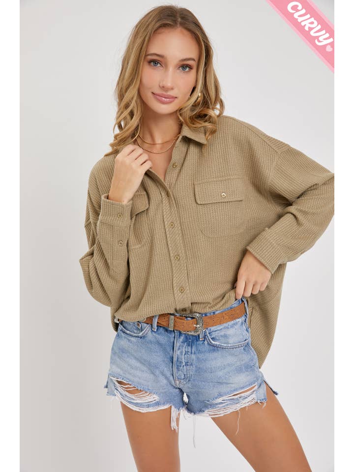 Sweet Lovely by Jen - Wholesale Button Down Shirt - Women's - PLUS SIZE BUTTON DOWN OVERSIZED SHIRTS21