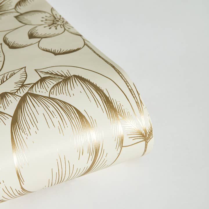 Homestead Floral Gold Peel and Stick Wallpaper, 28 sq. ft. for wholesale on Faire6